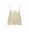 Chloé Silk Top With Drawstring Waist And Floral Pattern In Green