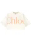 Chloé Cropped Printed Cotton-jersey T-shirt In White