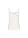 Chloé Embroidered Ribbed Cotton Tank