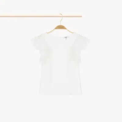 Chloé Top À Volants Femme Blanc Taille 12 100% Coton In White