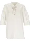Chloé Puff-sleeve Cotton Blouse In Beige