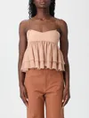 Chloé Tiered Ruffle Organic Silk Georgette Babydoll Top In Brown