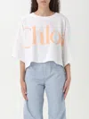 Chloé Cropped Printed Cotton-jersey T-shirt In White