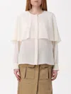 Chloé Cape-design Silk Shirt In Weiss