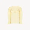 Chloé V-neck Ruffle Top In Silk Habotai In Yellow