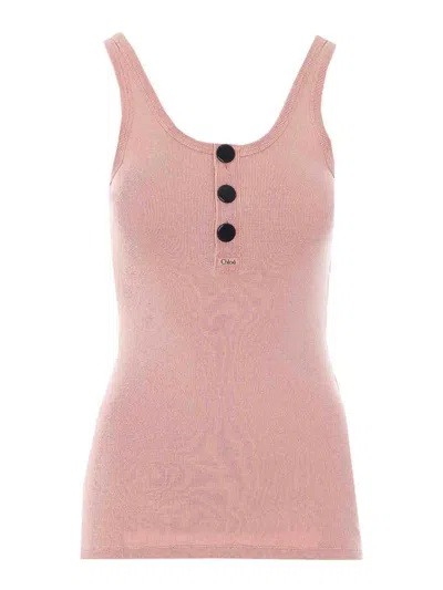 Chloé Slim Henley Tank Top In Pink