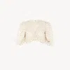 Chloé Top Court Fluide En Jacquard De Soie Et Lurex Femme Blanc Taille 38 100% Soie In White
