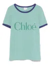 Chloé Fitted Logo T-shirt In Cotton-mix Jersey In Green