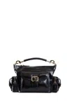 Chloé Camera Medium Shoulder Bag In Croc-embossed Calfskin In Black