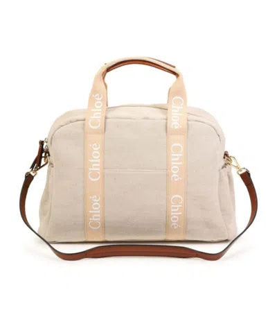 Chloé Jute Blend Changing Bag In Beige