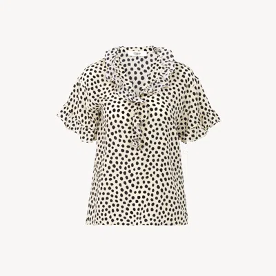 Chloé Top Manches Courtes À Volants En Crêpe De Chine In Multi