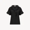 Chloé Top Manches Courtes À Volants En Crêpe De Chine In Black