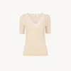 Chloé Fitted Short-sleeve Top In Guipure Lace Wool Knit In Orange