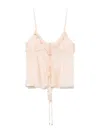 Chloé Flowy Silk Top With Ruffle And Tie In Pink