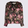Chloé V-neck Floral Print Ruffled Blouse In Black