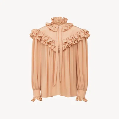 CHLOÉ TOP OVERSIZE À VOLANTS EN CRÊPE DE CHINE