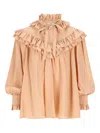 Chloé Women Sand Brown Oversized Ruffle Top In Neutral