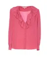 Chloé Ruffled Silk Blouse In Pink