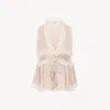 Chloé Top Sans Manches À Nouer En Satin De Soie Lavé Et Dentelle In Pink