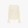 Chloé Gathered V-neck Top In Silk Georgette In White