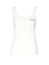 Chloé Embroidered Ribbed Cotton Tank In White