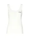 Chloé Embroidered Ribbed Cotton Tank In White