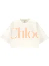 Chloé Cropped Printed Cotton-jersey T-shirt In Neutral