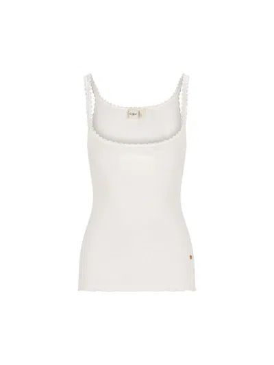 Chloé Scallop-trim Tank Top In White