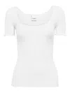 Chloé T-shirt Aderente In Cotone Con Scollo Profondo In White