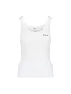 Chloé Women Logo Cotton Tank Top In White