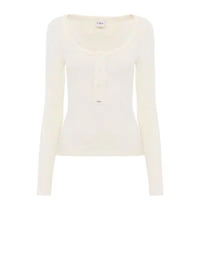 Chloé White Scoop Neck T-shirt In Neutral