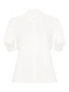 Chloé Embroidered Balloon-sleeved Shirt In White