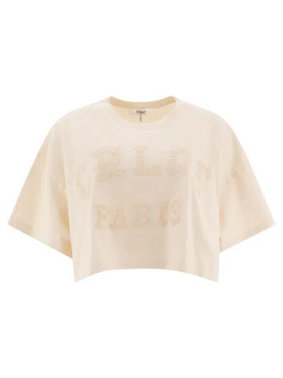 CHLOÉ CHLOÉ CROPPED COTTON JERSEY T-SHIRT