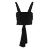 Chloé Cropped Tank Top With Ribbons In Black