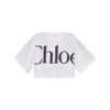 Chloé White Cropped T-shirt With Logo Lettering Print In Cotton Woman