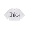 Chloé White Cropped T-shirt With Logo Lettering Print In Cotton Woman