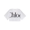 Chloé White Cropped T-shirt With Logo Lettering Print In Cotton Woman