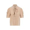 Chloé Chloe Scarf-effect Silk Crepe De Chine Blouse In Beige