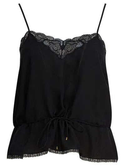 Chloé Lace Drawstring Blouse In Black