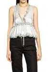 Chloé Lace-trim Sleeveless Blouse In Gray