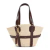 Chloé Nude And Neutral Raffia And Leather Shoulder Bag