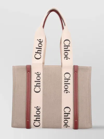 Chloé Tote Bag With Dual Handles And Contrast Stitching In Neutrals