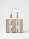 Chloé Sac Cabas Moyen Woody En Lin In White