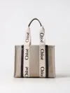 Chloé Natural Canvas Woody Bag In White