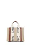Chloé Structured White Handbag With Bold Branding In Multi