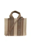 Chloé Woody Small Canvas And Leather Tote Bag In Brown