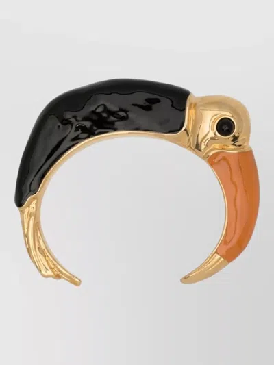 Chloé Toucan Enamel Polished Slip On Bracelet In Black