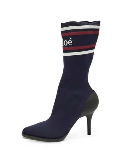 Pre-owned Chloé Tracey Sock-style Boots In Blue