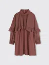 Chloé Cape Ruffled Silk Dress 8-14 In Pink