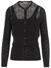 Chloé Transparent Design Cotton Sweater With Front Button Closure In Black